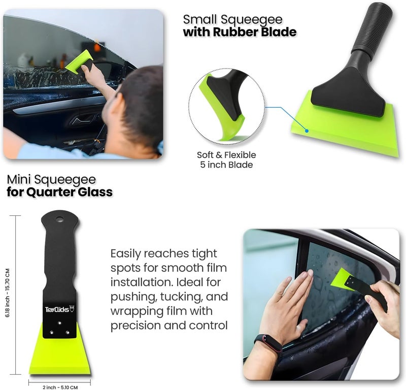 TRAYCLICKS Window Tint Tools kit Vinyl Wrap Tool for Car Tinting Windshield Back Window Squeegee Bulldozer Squeegee Scrubber Paddle Rubber for Car Wrapping PPF Film Installation Auto Tint Kit Professional - Image 3